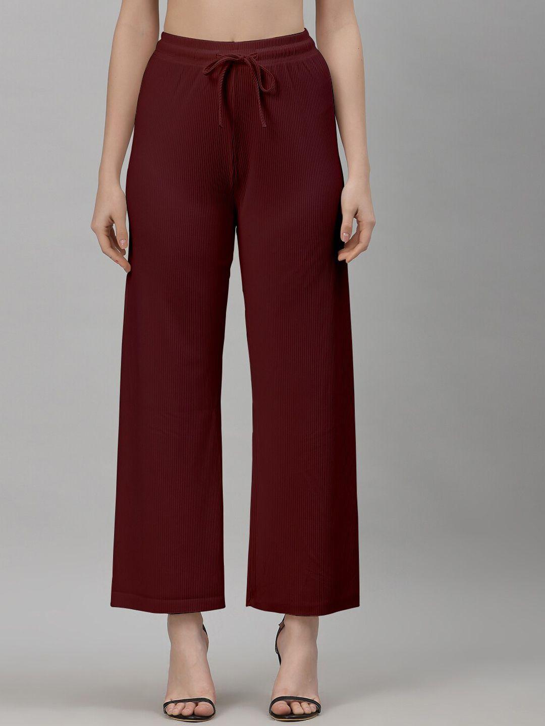 neudis women relaxed self design straight fit trousers