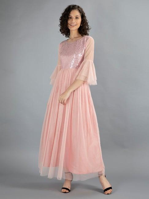 neudis baby pink embellished maxi dress