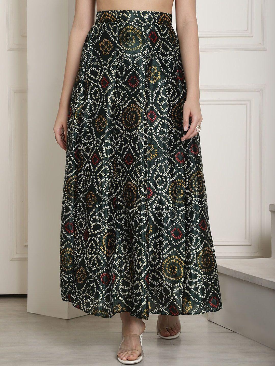 neudis bandhani printed flared maxi skirt