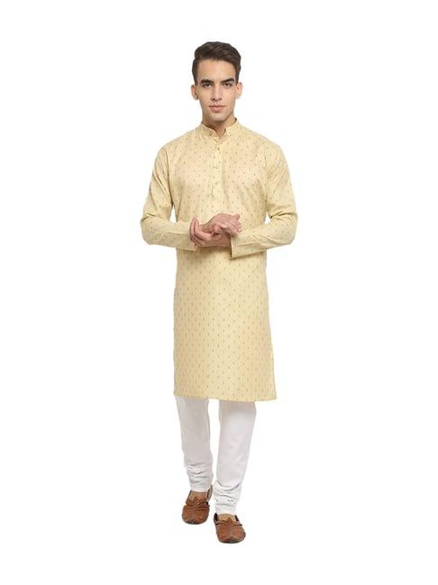 neudis beige regular fit printed kurta set