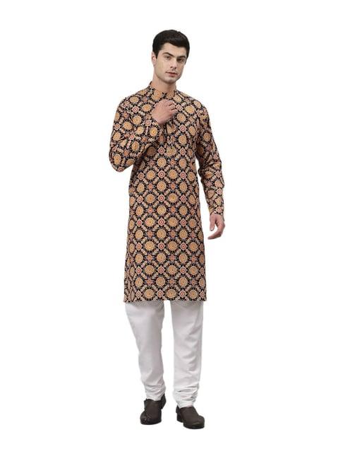 neudis black & yellow floral print kurta