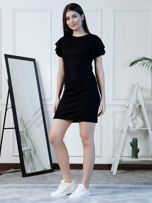 neudis black regular fit bodycon dress