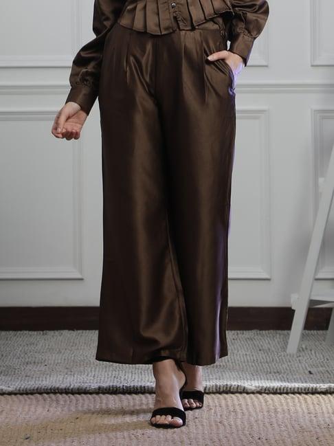 neudis brown pleated trousers