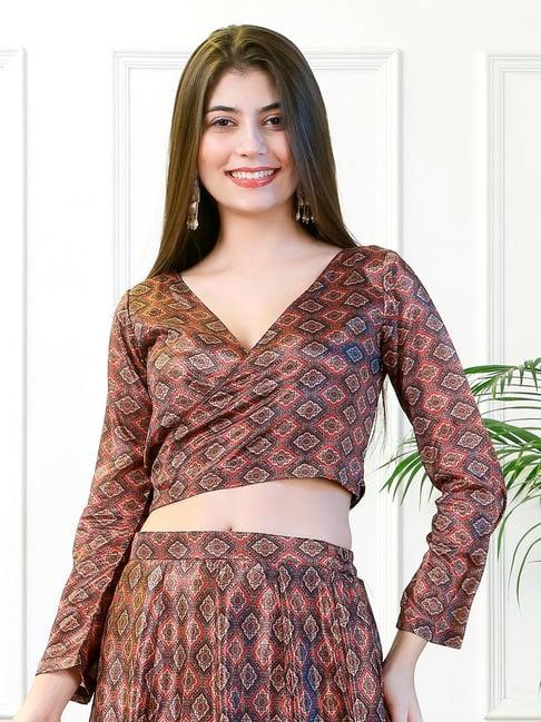 neudis brown printed lehenga with choli