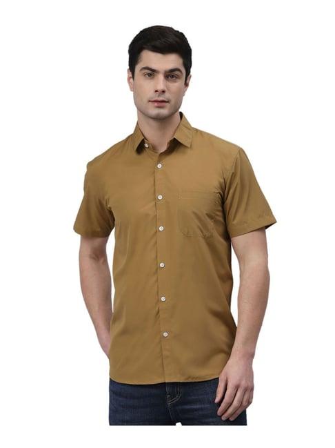 neudis brown regular fit cotton shirt