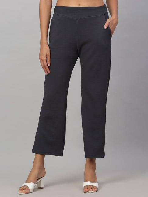 neudis dark grey regular fit mid rise trousers