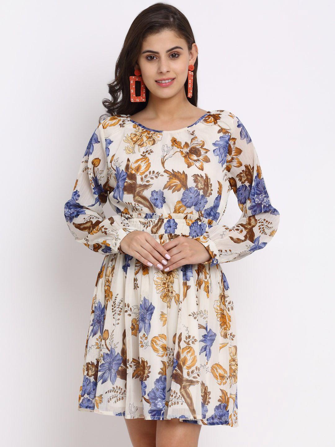 neudis floral chiffon blouson dress