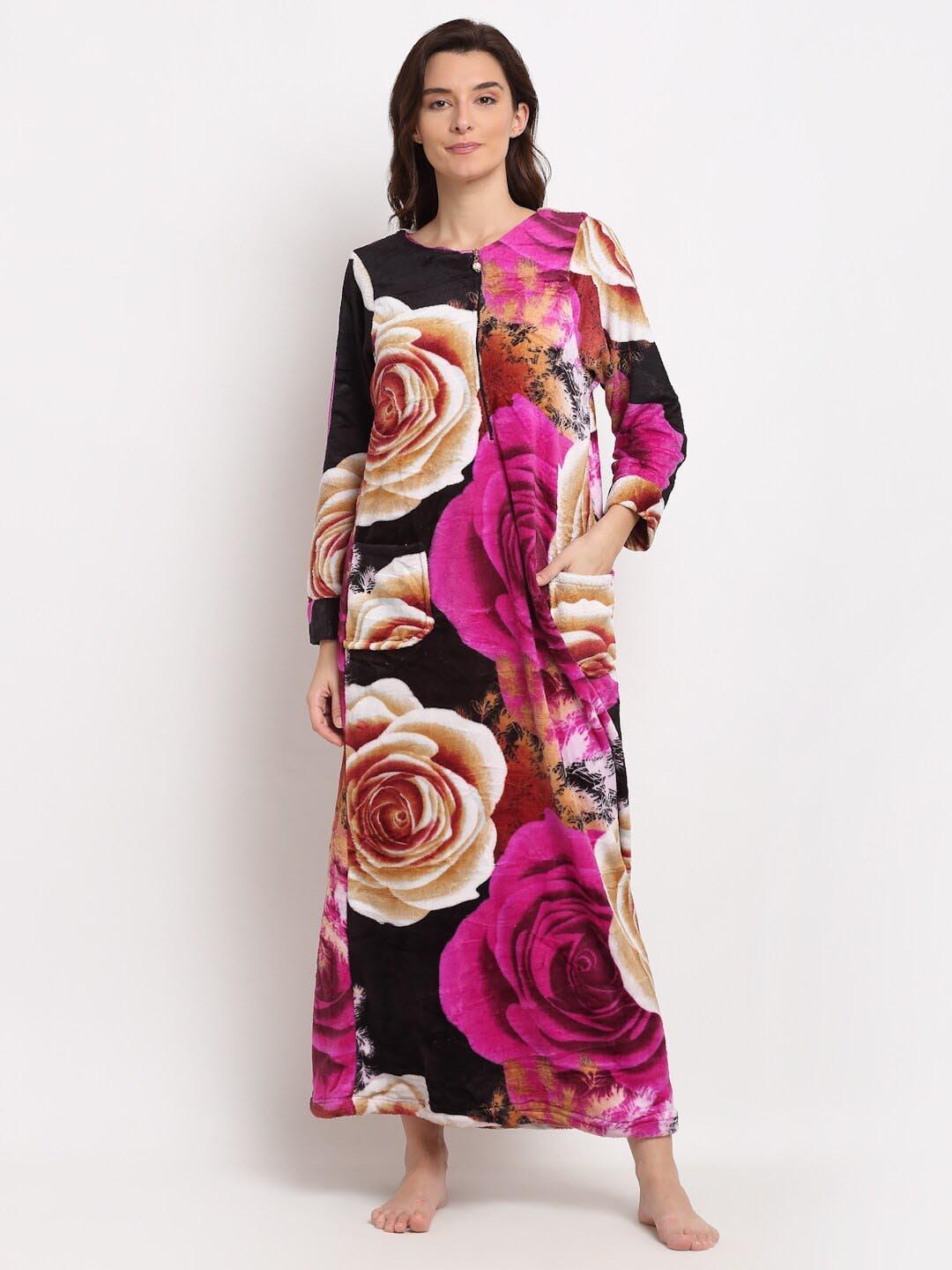 neudis floral printed fleece maxi nightdress