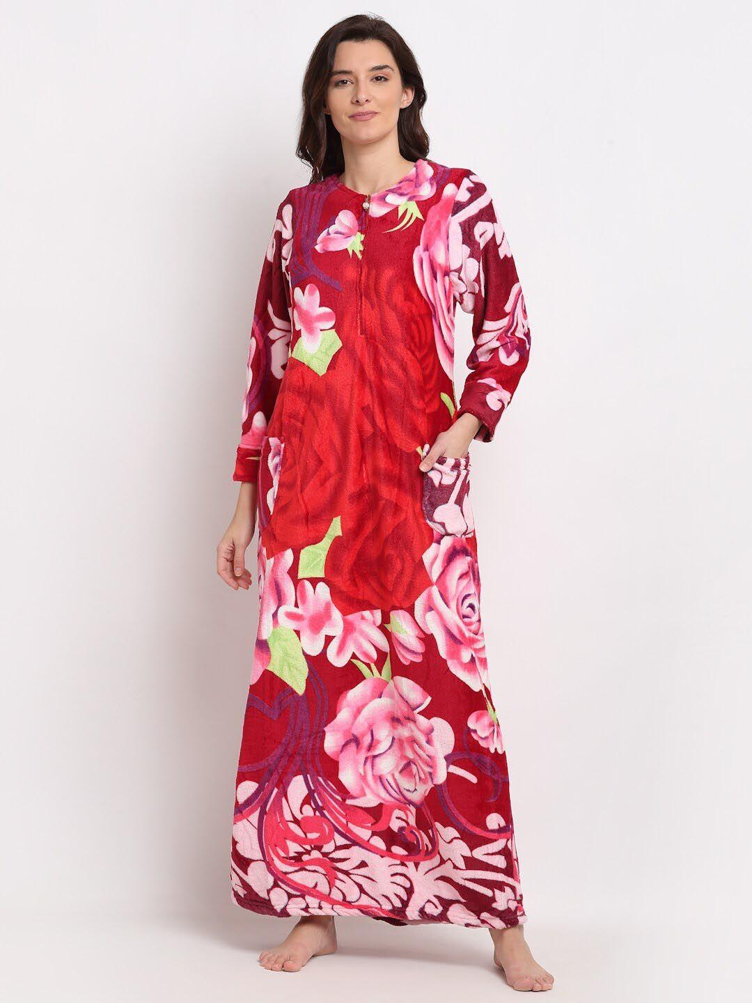 neudis floral printed fleece maxi nightdress
