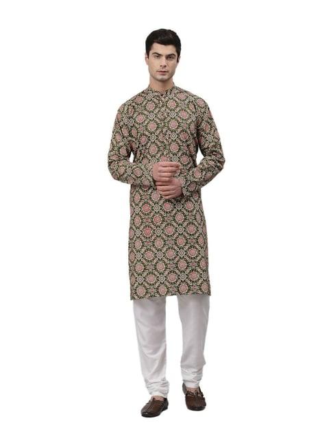 neudis green floral print kurta