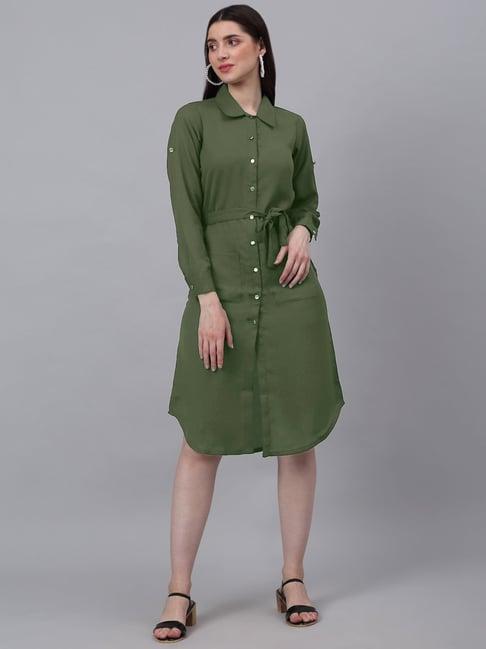 neudis green midi shirt dress