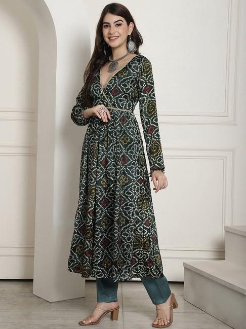 neudis green printed kurta