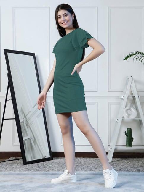 neudis green regular fit bodycon dress