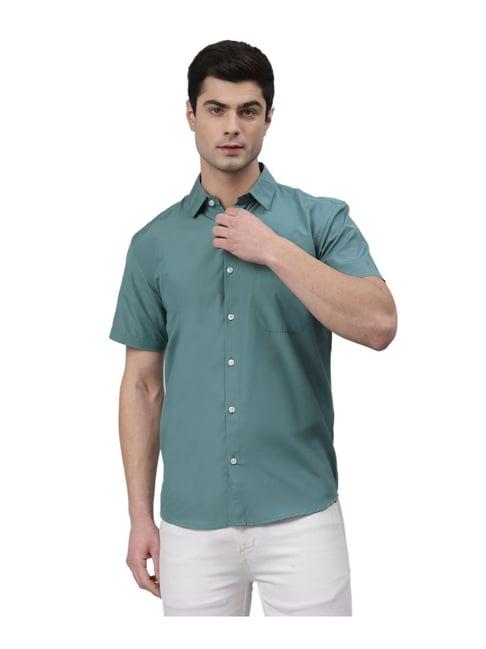 neudis green regular fit cotton shirt