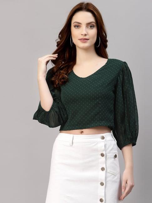 neudis green textured crop top