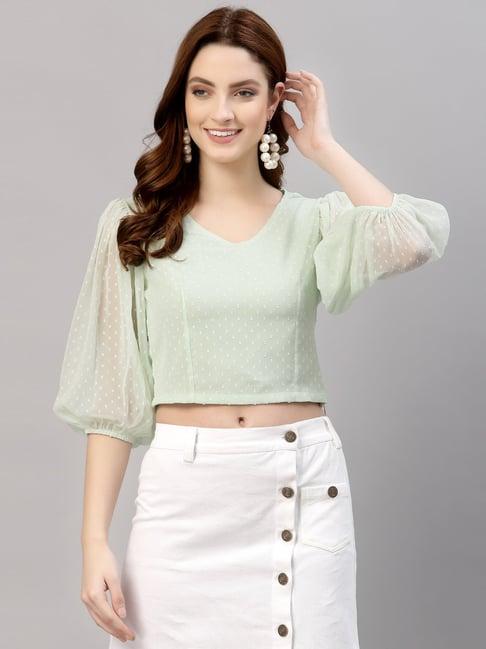 neudis green textured crop top