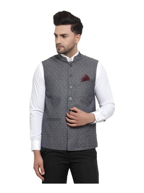 neudis grey printed nehru jacket