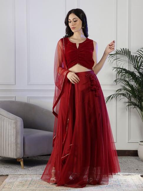 neudis maroon lehenga set with dupatta