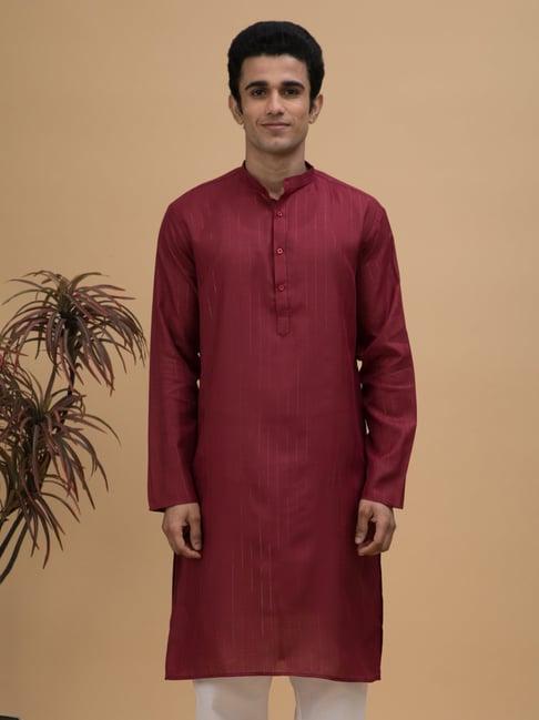 neudis maroon regular fit striped kurta