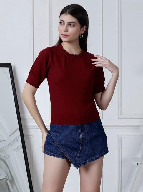 neudis maroon regular fit top