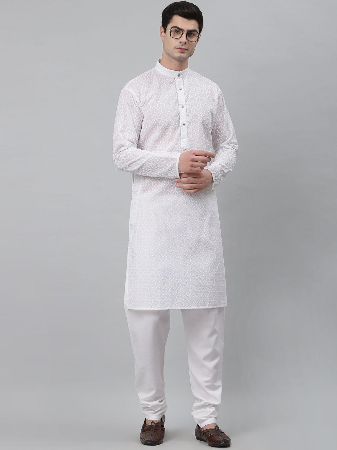 neudis men ethnic motifs embroidered cotton kurta