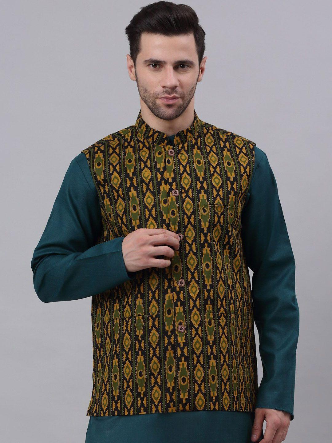 neudis men printed cotton nehru jacket