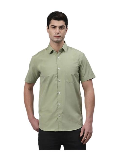 neudis mint green regular fit cotton shirt