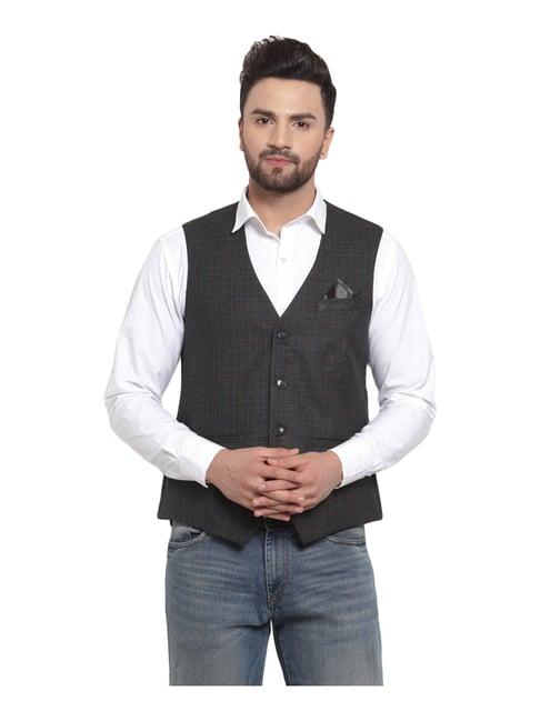 neudis navy regular fit check waistcoat