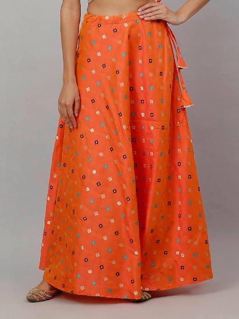 neudis orange floral print skirt