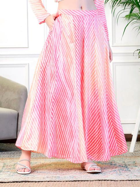 neudis pink & orange striped maxi skirt