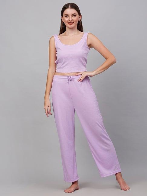 neudis purple crop top with lounge pants