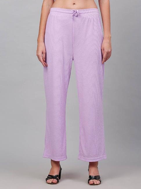 neudis purple regular fit mid rise parallel trousers
