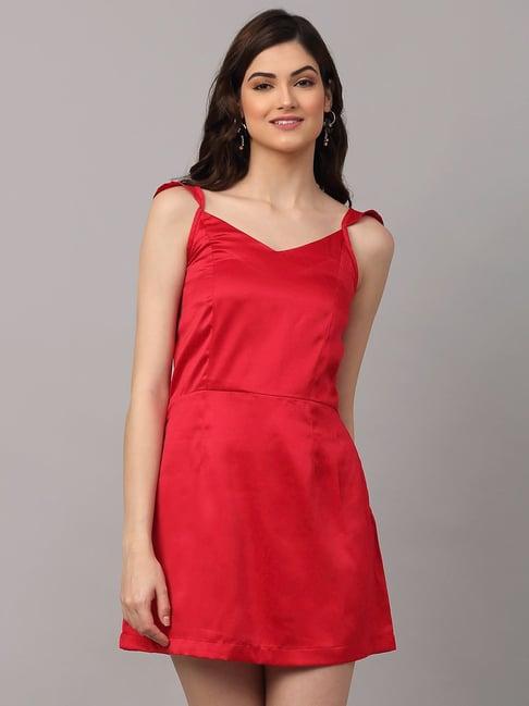 neudis red mini a line dress