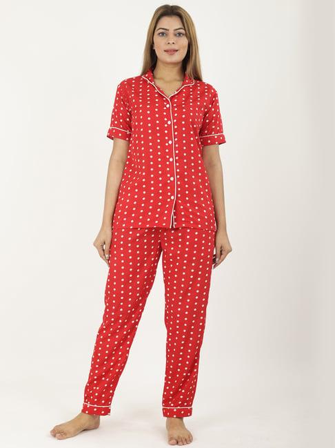 neudis red printed shirt with pyjamas