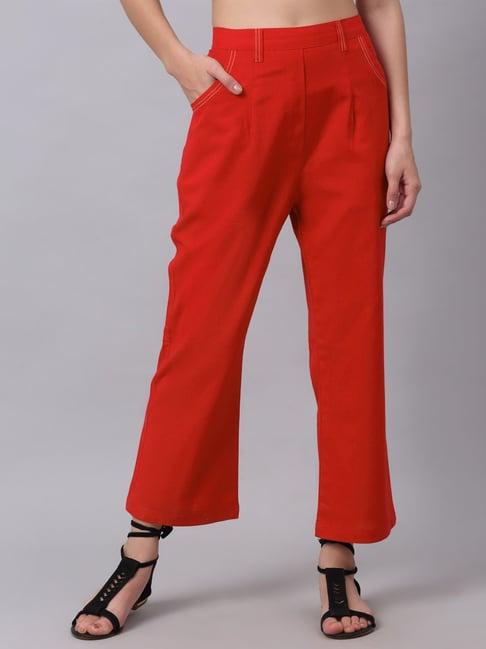 neudis red regular fit pleated trousers