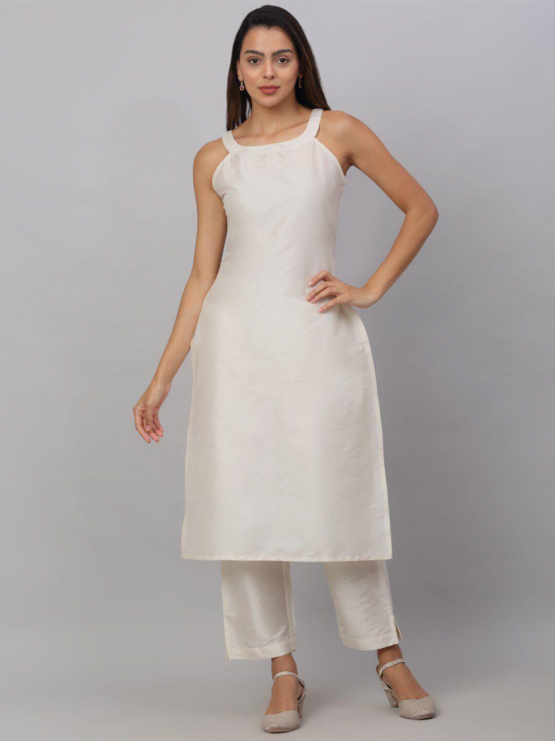 neudis sleeveless kurta with trousers & with floral dupatta