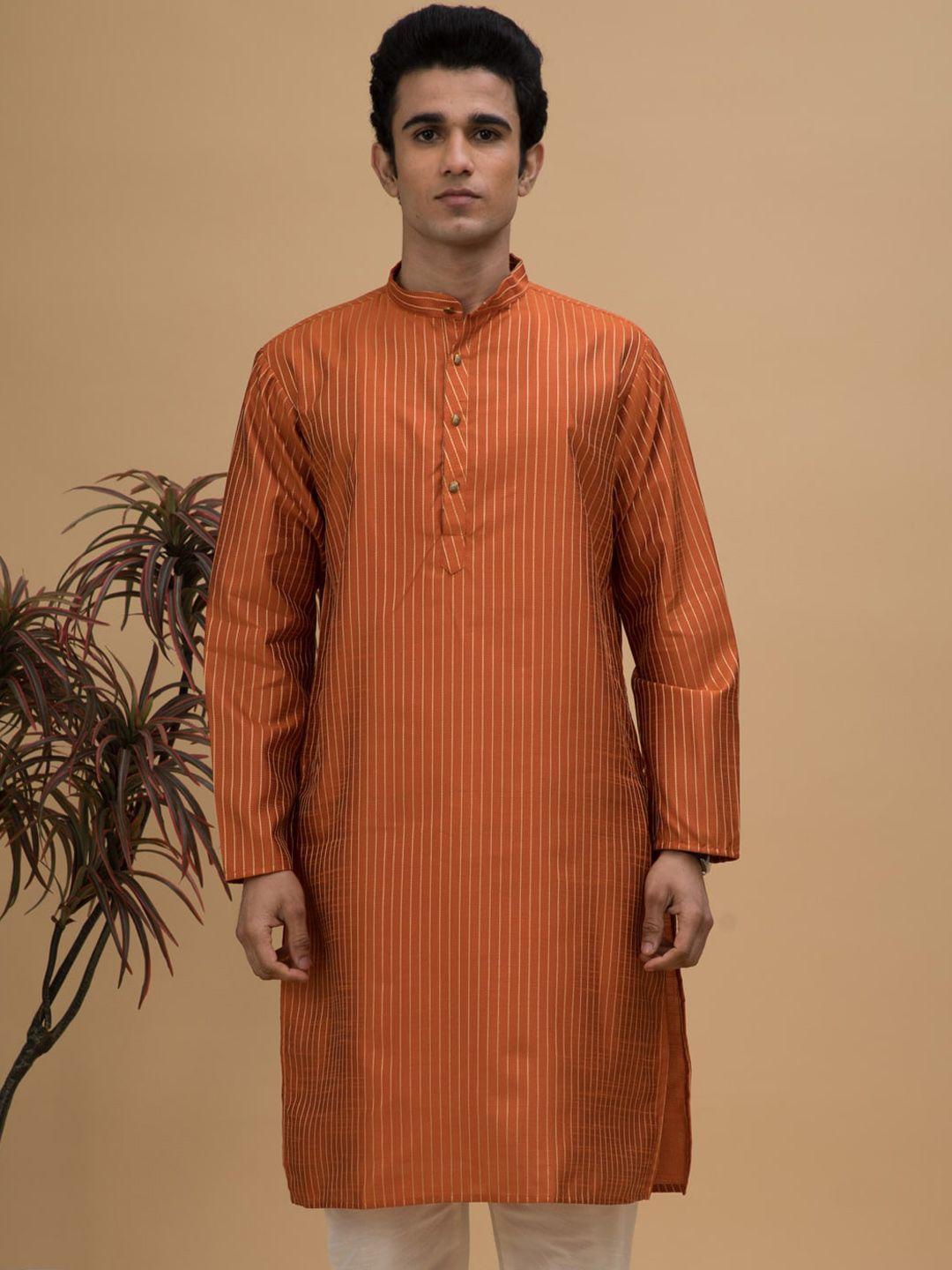 neudis striped mandarin collar kurta