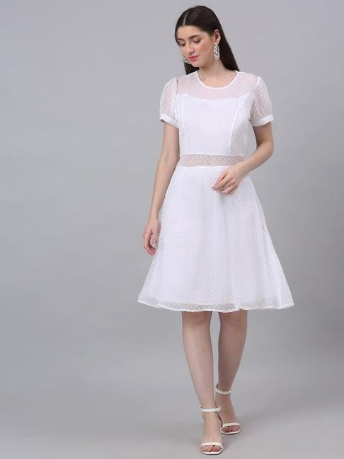 neudis white textured skater dress