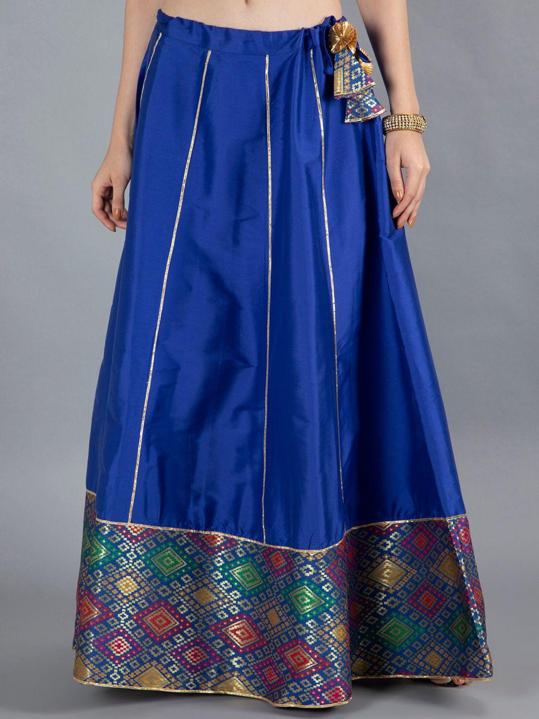 neudis women blue printed maxi lehenga skirt
