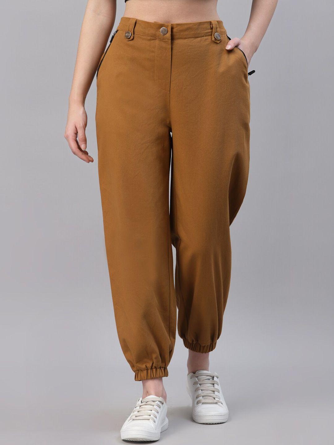 neudis women brown relaxed joggers trousers