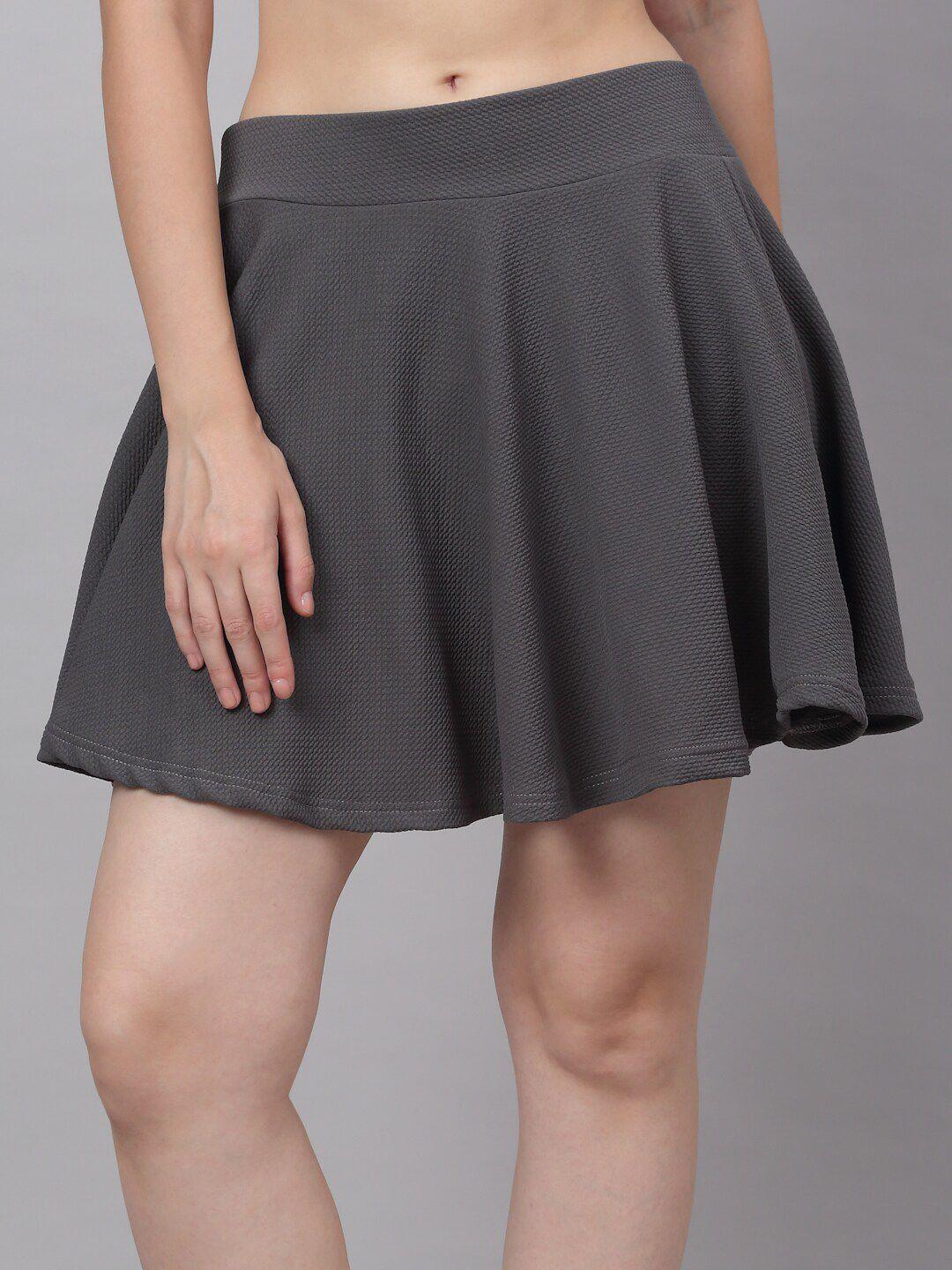 neudis women grey flared mini skater skirt