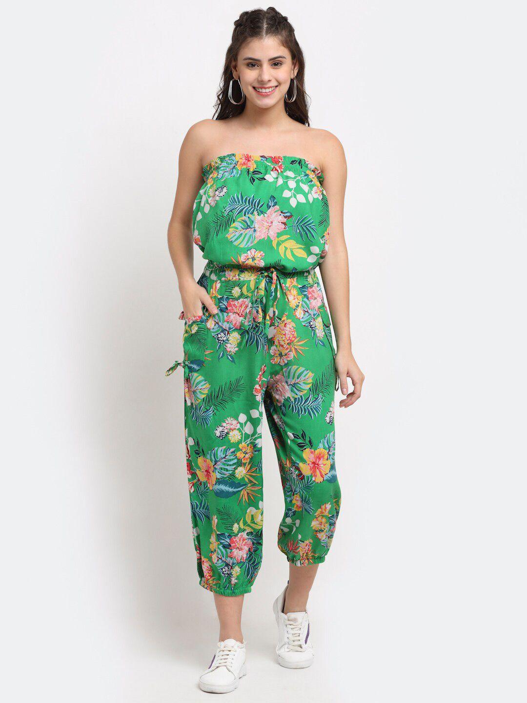 neudis women multicolored off-shoulder floral printed off shoulder basic jumpsuit