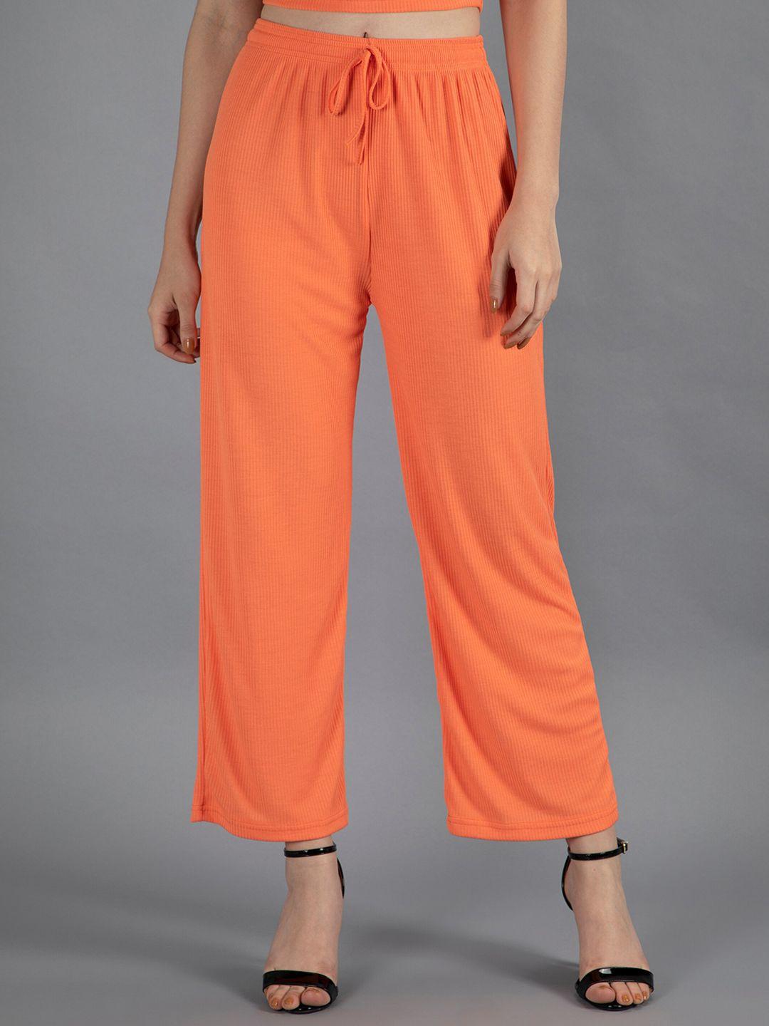 neudis women orange relaxed straight leg straight fit trousers