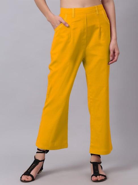 neudis yellow regular fit pleated trousers