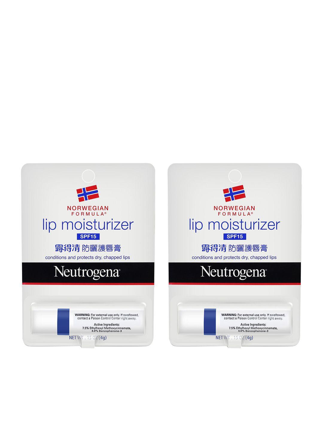 neutrogena set of 2 norwegian formula spf 15 lip moisturiser 4 g each