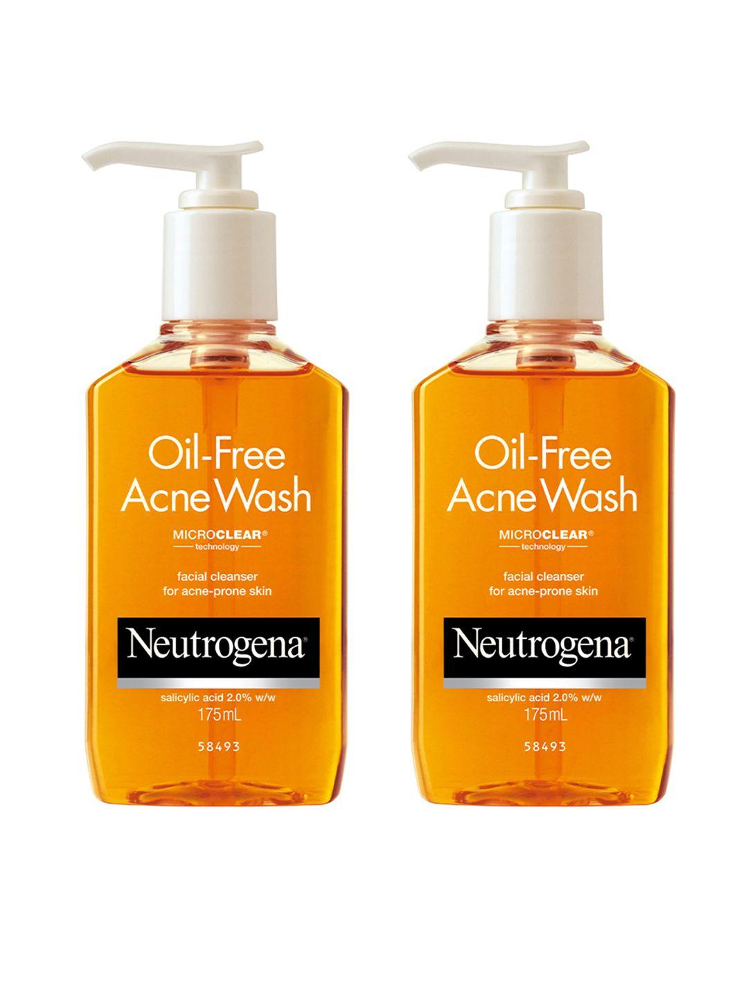 neutrogena set of 2 oil-free acne face wash for acne-prone skin - 175ml each