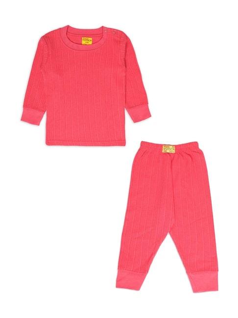 neva kids pink striped full sleeves thermal set