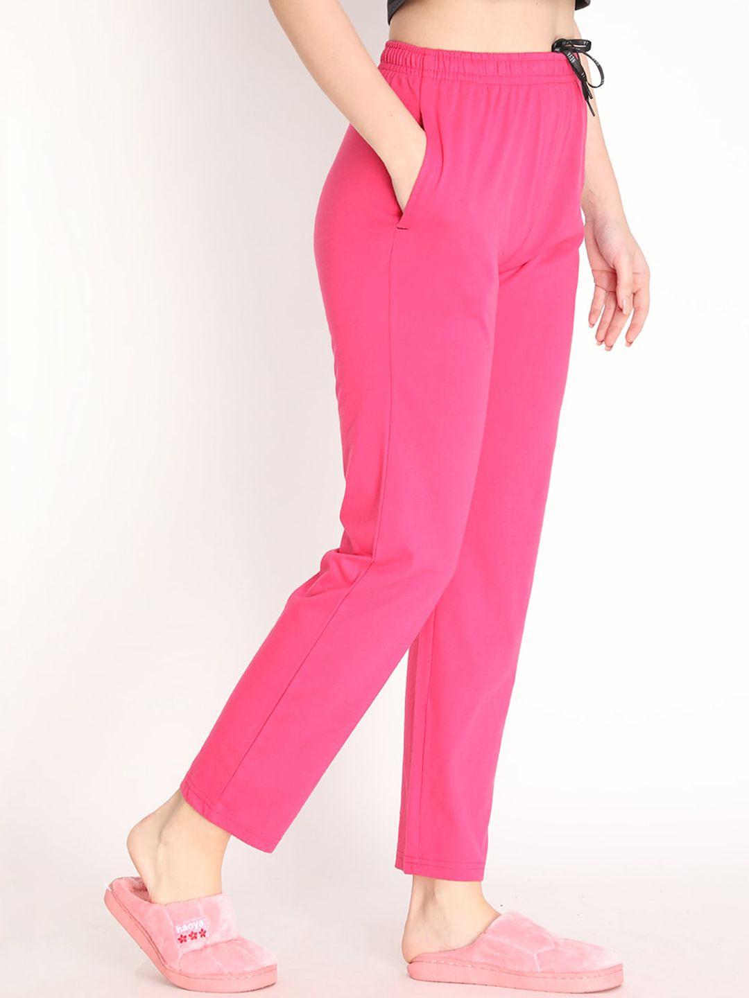 neva women pink solid regular fit lounge pants