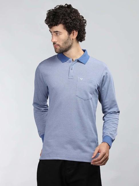 neva blue regular fit printed polo t-shirt