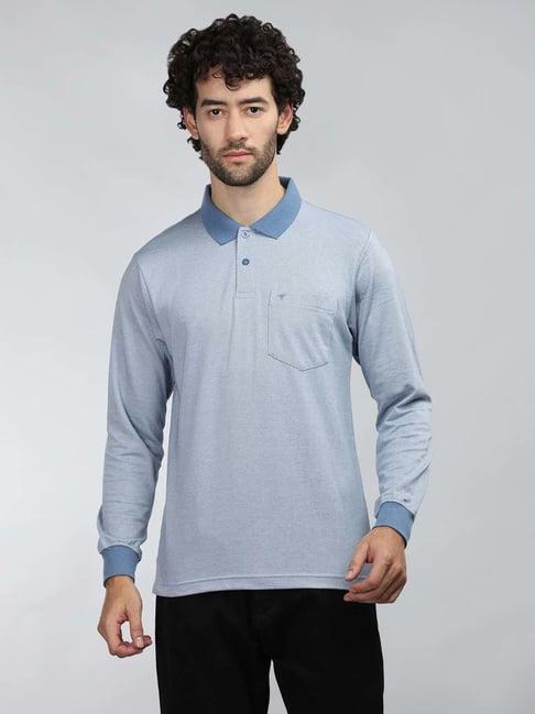 neva blue regular fit striped polo t-shirt